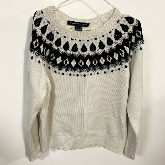 Gorgeous French connection Aztec print beaded sweater SZ L - Picture 5 of 13